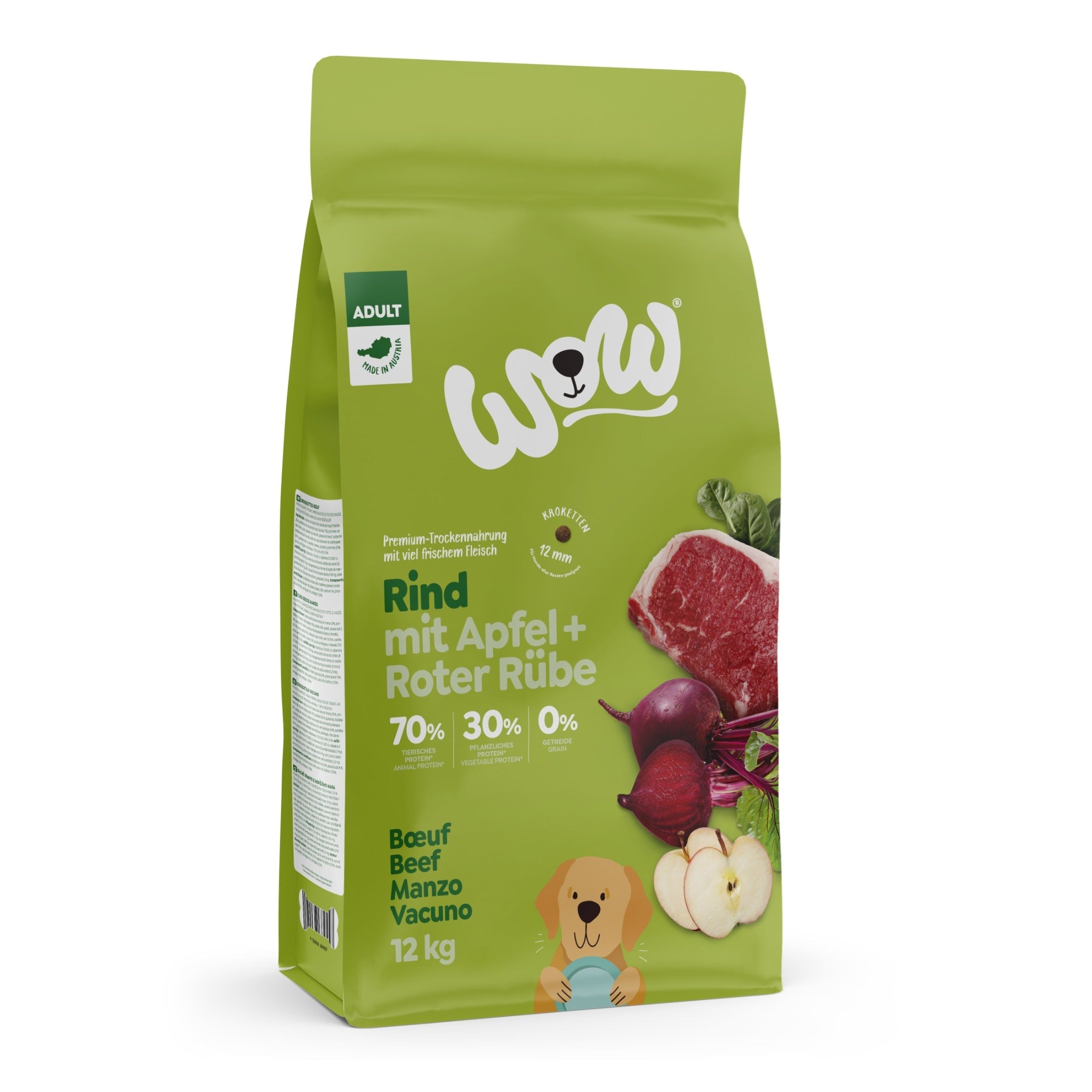 WOW Adult Hundetrockenfutter - Rind, Apfel & Rote Rübe - Woofshack