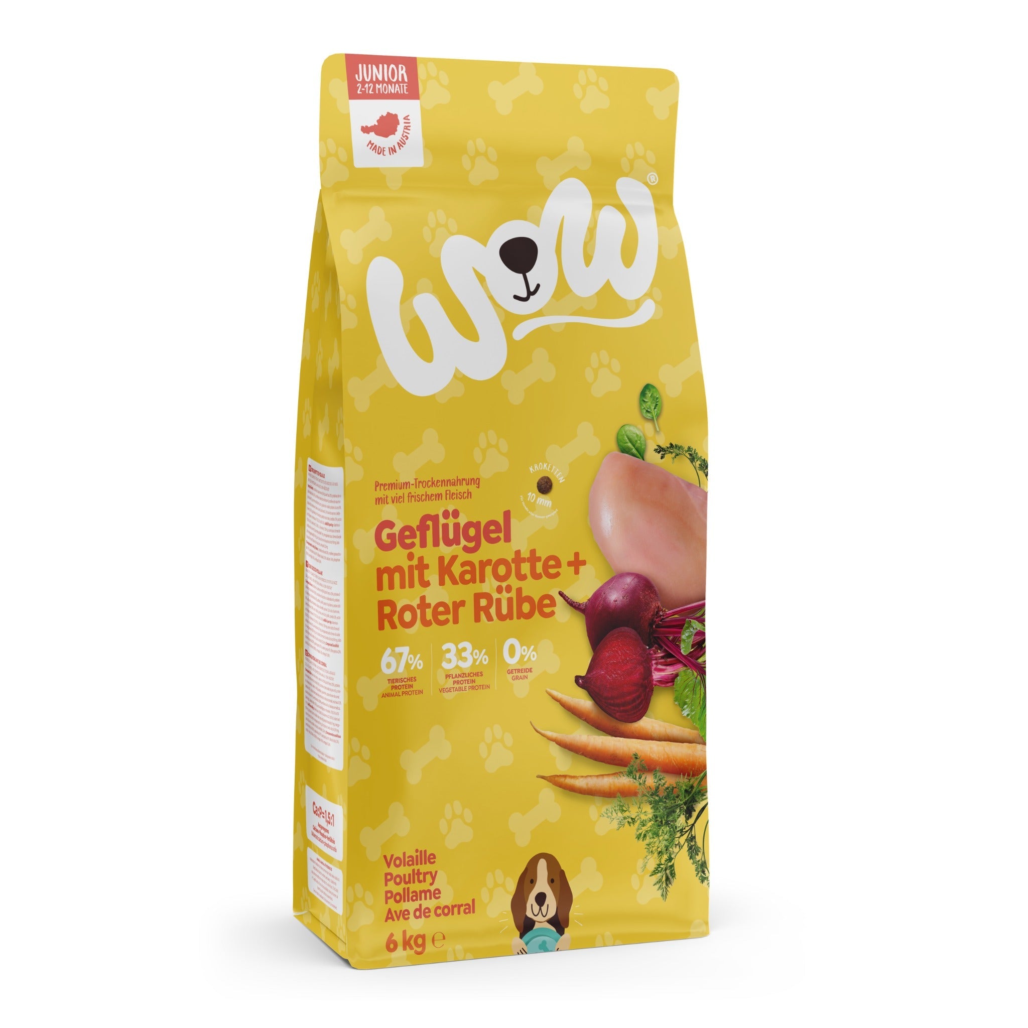 WOW Junior Hundetrockenfutter - Geflügel, Karotte & Rote Rübe - Woofshack