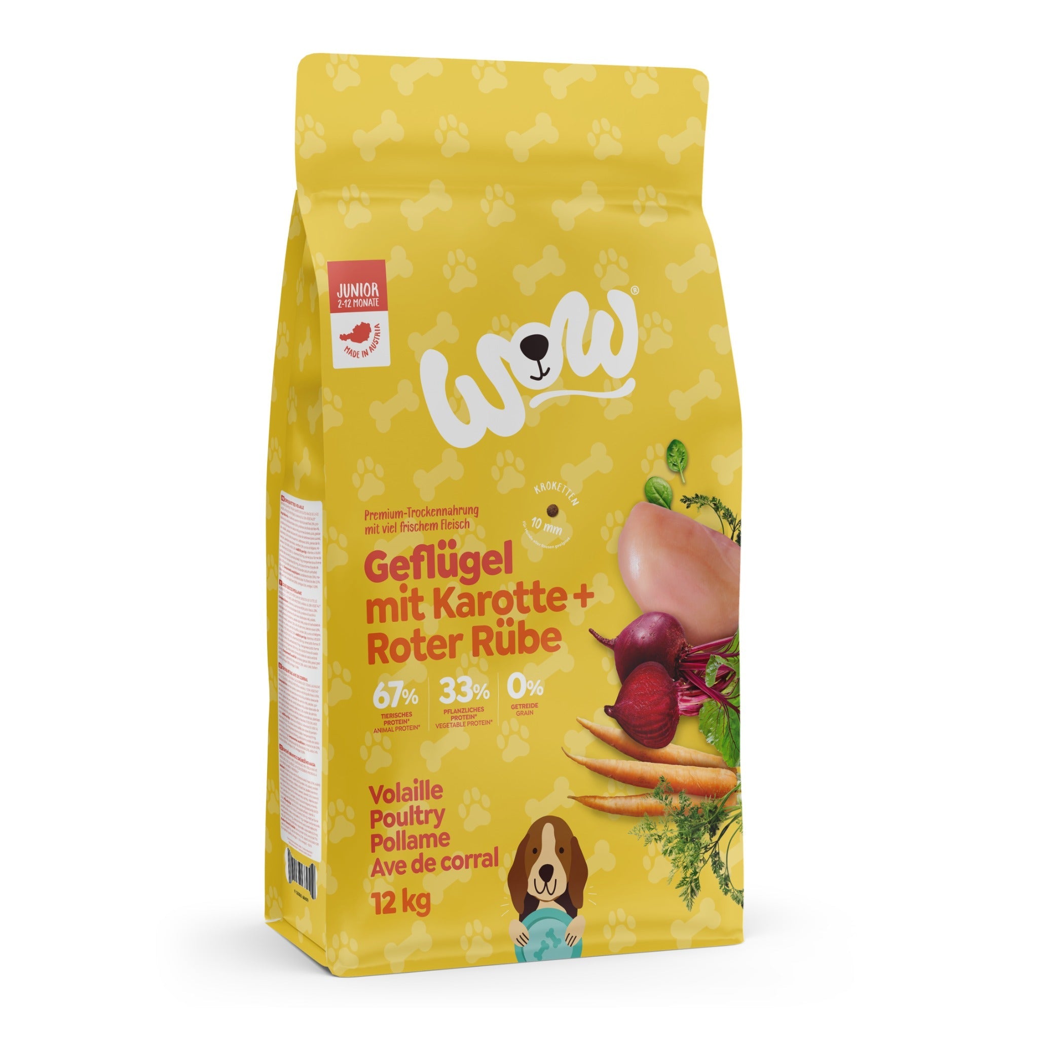WOW Junior Hundetrockenfutter - Geflügel, Karotte & Rote Rübe - Woofshack