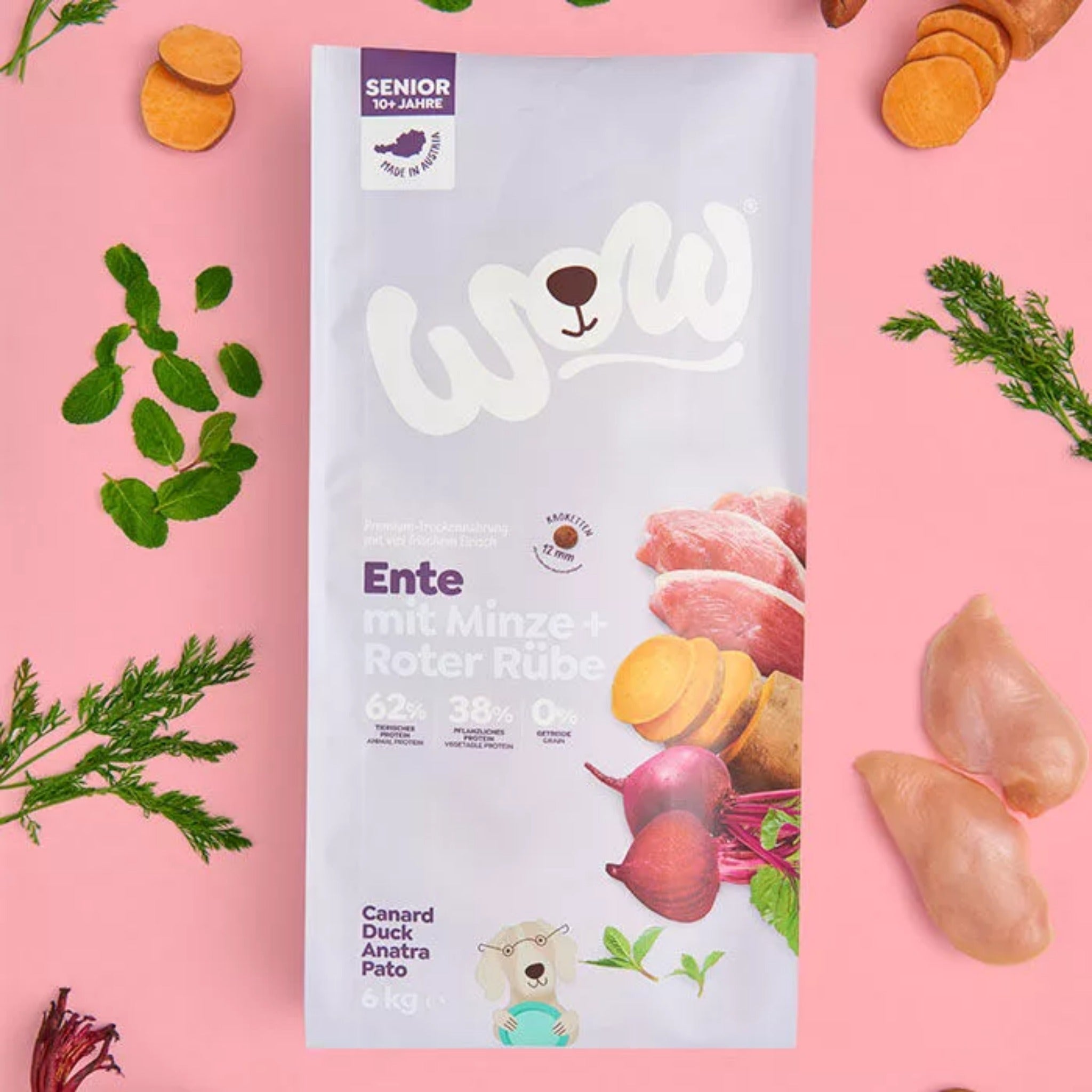 WOW Senior Hundetrockenfutter - Ente, Minze & Rote Rübe - Woofshack