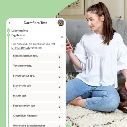 Vetevo Darmflora Test Basic für Hunde – Bakterienprofil, pH-Wert &amp; Futterrückstände analysieren | Bei Durchfall, Hautproblemen, Maulgeruch &amp; Allergien | Ergebnisse in 24h direkt aufs Handy