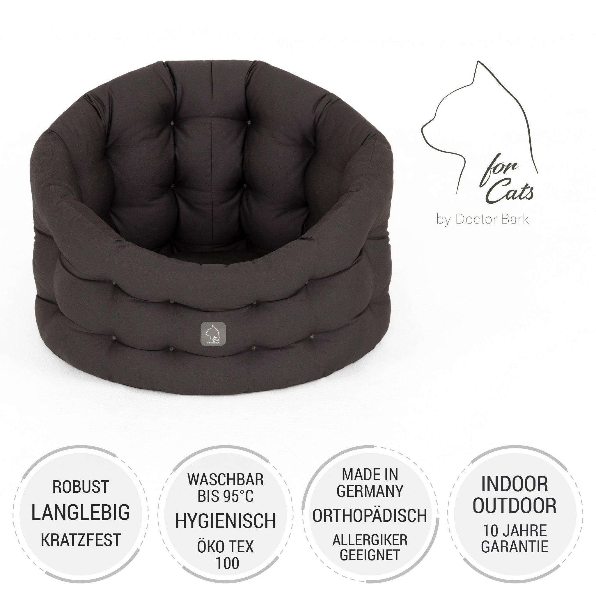 4cats by Doctor Bark Katzenbett Deluxe für Kater – Katerbett, waschbar bis 95 °C, Made in Germany | Der Rückzugsort, den dein Kater wirklich braucht - Woofshack
