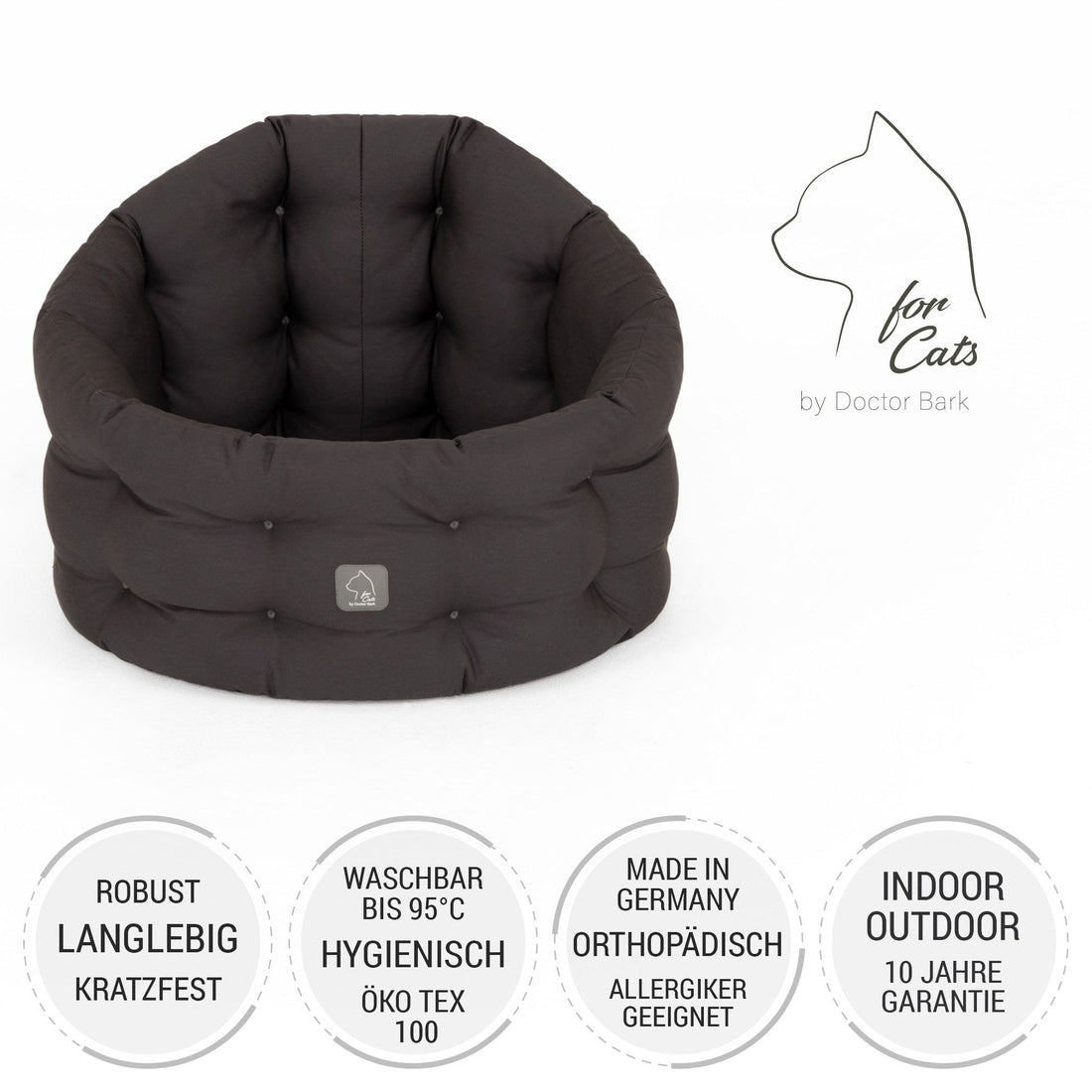 4cats by Doctor Bark Katzenbett Deluxe – Rundes Katzennest | Waschbar bis 95 °C | Formstabil &amp; Langlebig | Made in Germany - Woofshack