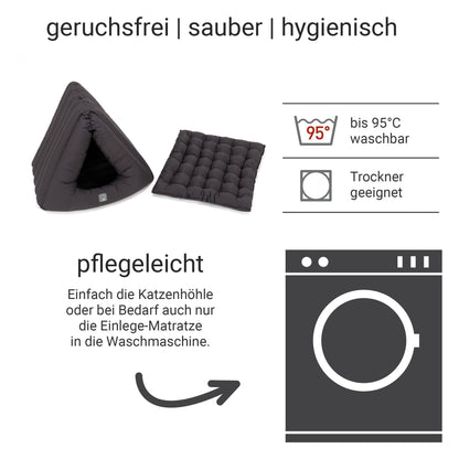 4cats by Doctor Bark Katzenhöhle Deluxe – Das waschbare Katzenbett für Katzen, die sich sicher geborgen fühlen wollen - Woofshack