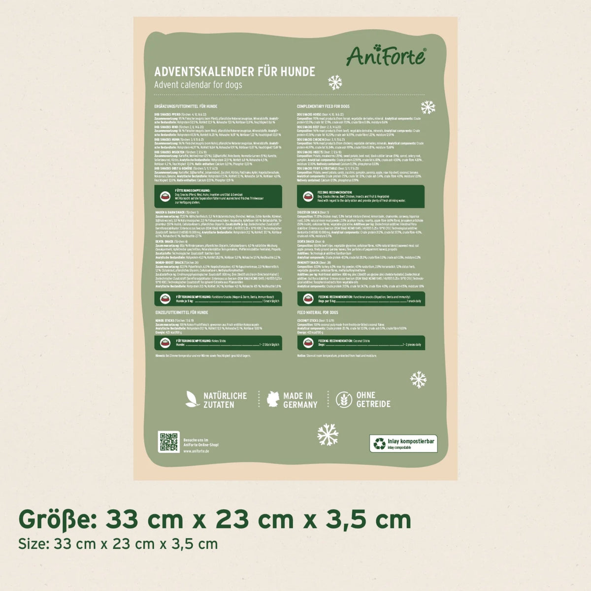 AniForte Adventskalender für Hunde 2026 - Festliche Genussmomente mit neun leckeren Snack-Sorten, schonend gebackenen Funktionssnacks und knusprigen Kokos Sticks - Woofshack