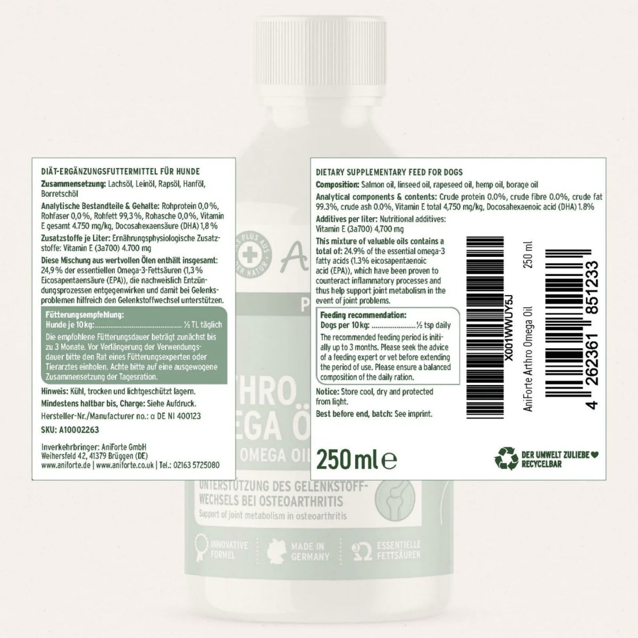 AniForte Arthro Omega Öl für Hunde – Premium Gelenkunterstützung mit Omega-3 bei Arthrose &amp; Gelenkentzündungen