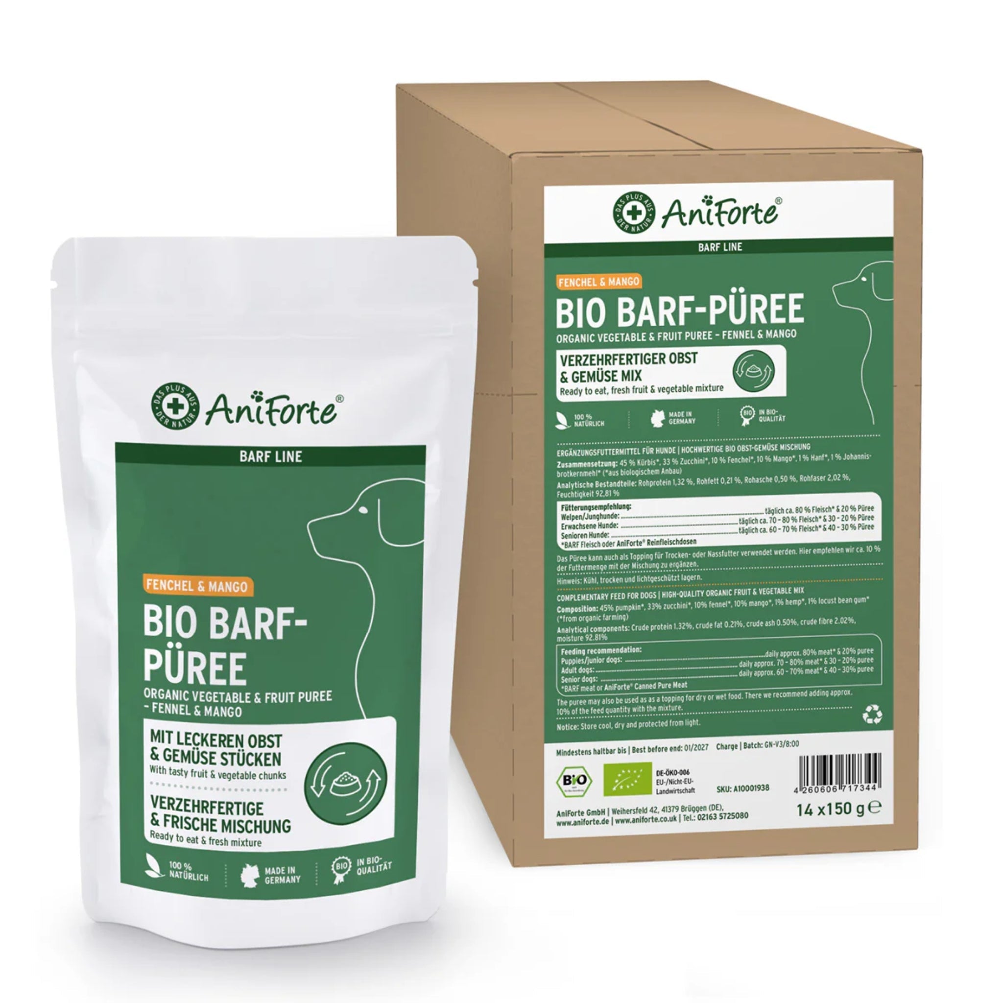 AniForte BIO BARF - Püree mit Fenchel &amp; Mango für Hunde - Woofshack