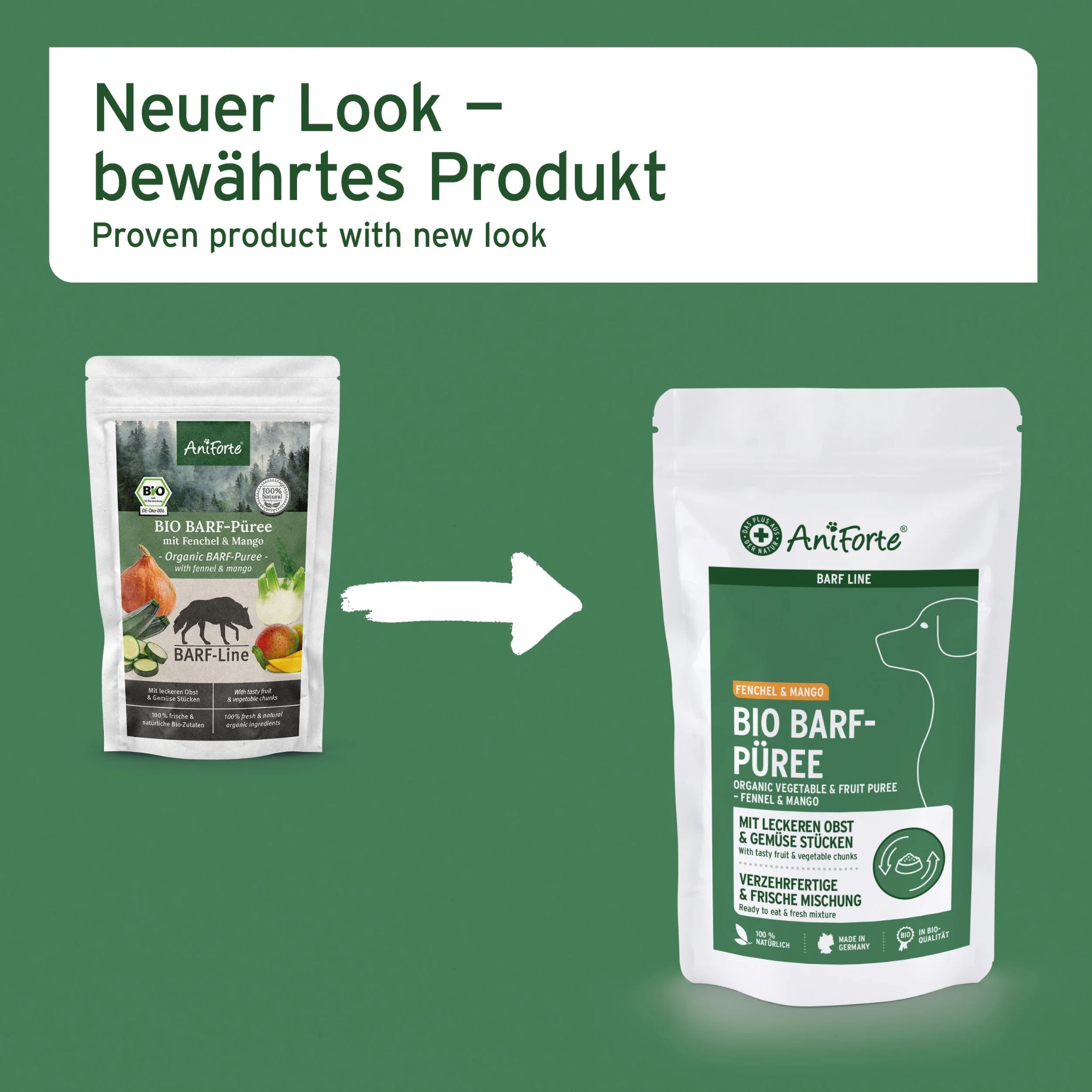 AniForte BIO BARF - Püree mit Fenchel &amp; Mango für Hunde - Woofshack