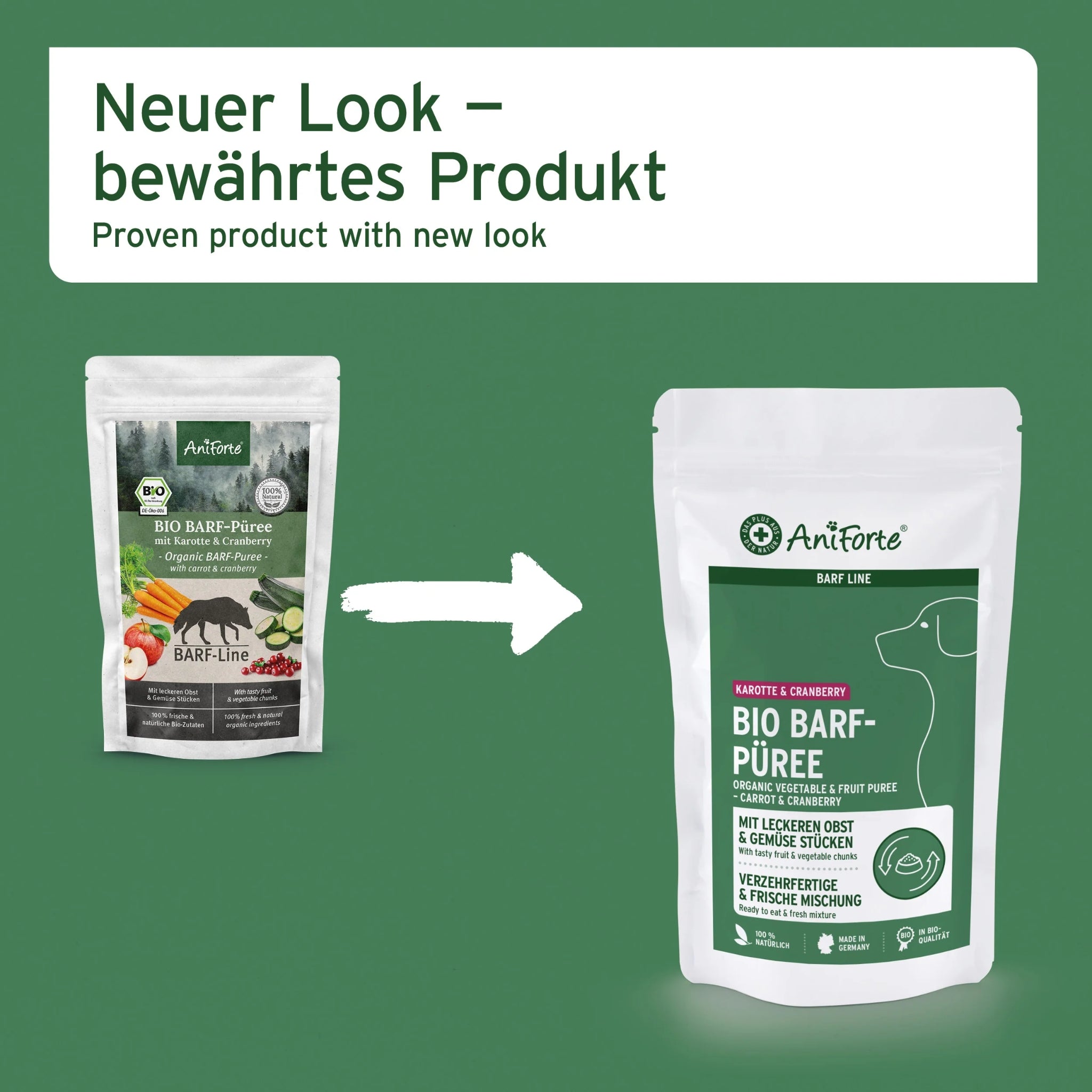 AniForte BIO BARF - Püree mit Karotte &amp; Cranberry für Hunde - Woofshack