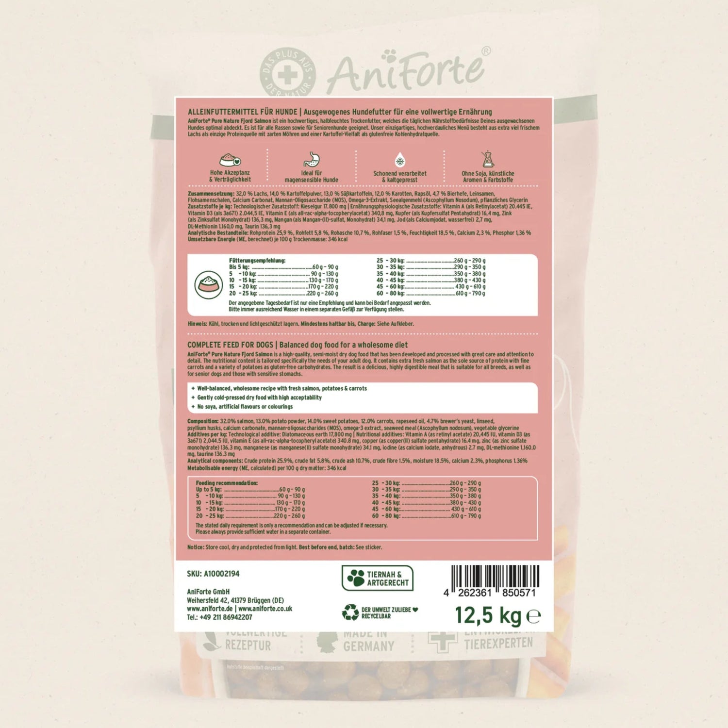 AniForte Fjord Salmon Premium Lachs Trockenfutter – Kaltgepresst &amp; Hochverdaulich für Hunde - Woofshack