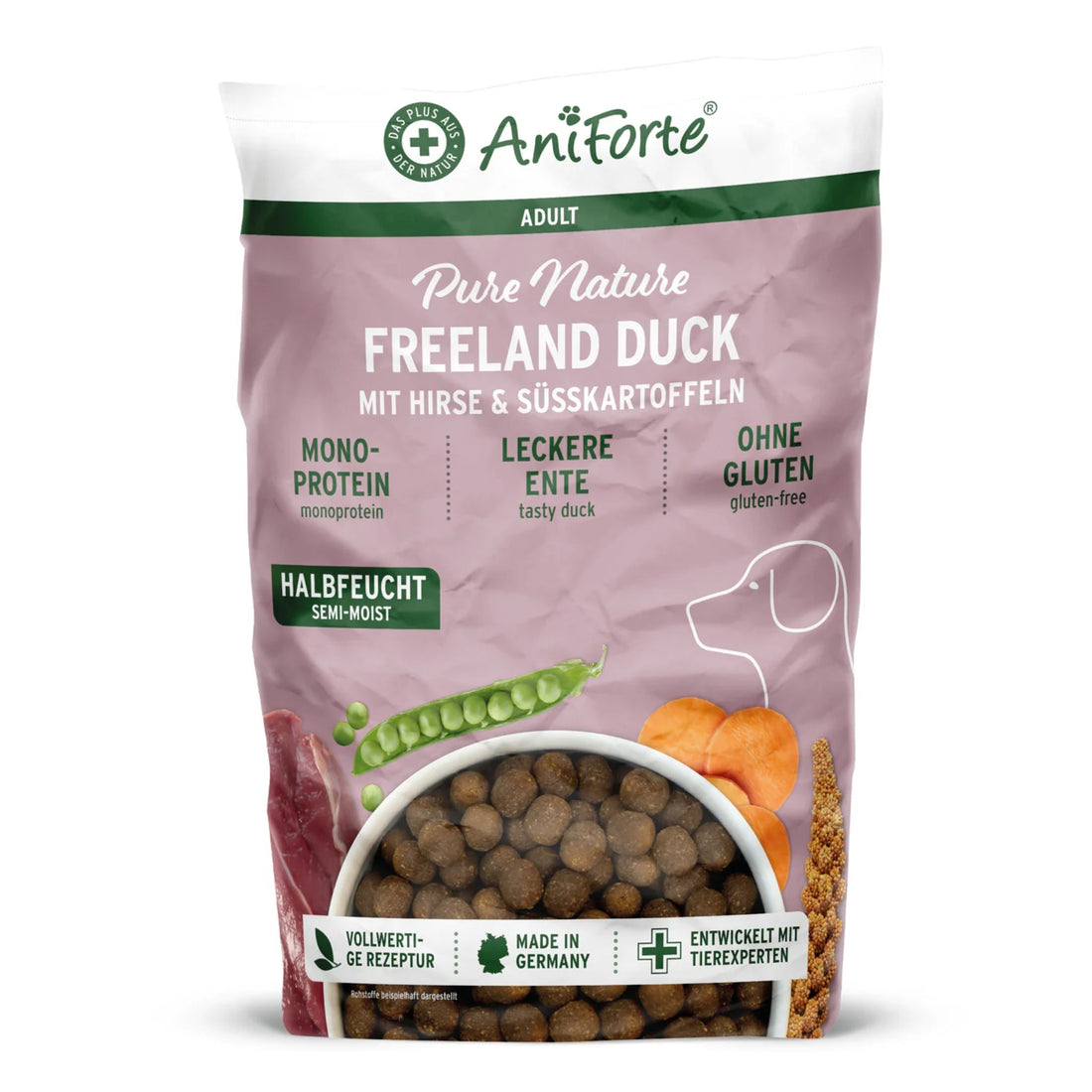 AniForte Freeland Duck Hunde Trockenfutter – Halbfeucht, Leicht Verdaulich &amp; Reich an Omega - 3 für Sensible Hunde - Woofshack