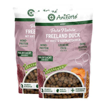 AniForte Freeland Duck Hunde Trockenfutter – Halbfeucht, Leicht Verdaulich &amp; Reich an Omega - 3 für Sensible Hunde - Woofshack