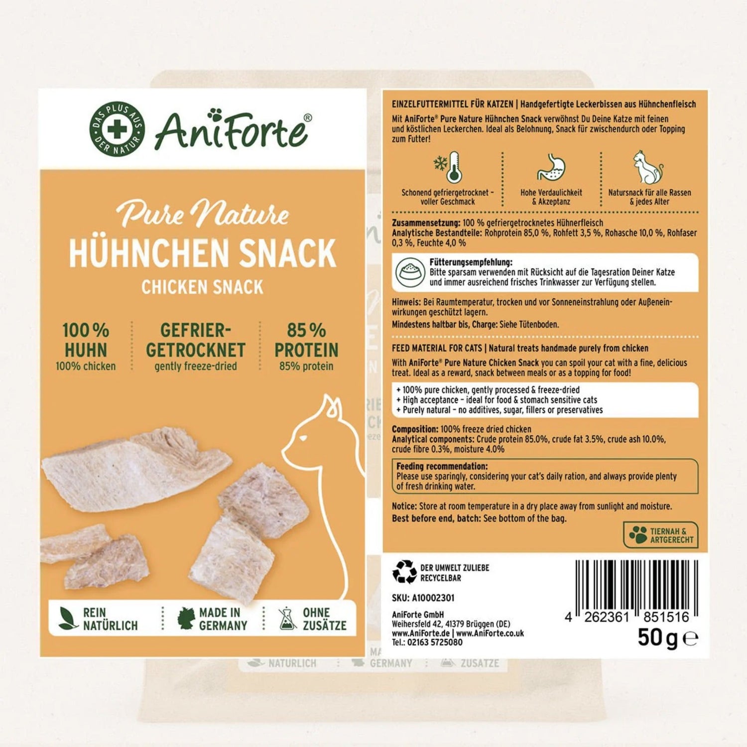 AniForte Hühnchen Snack für Katzen - Woofshack