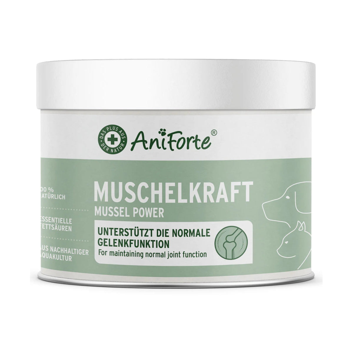 AniForte Muschelkraft Pulver – Natürliche Gelenkunterstützung für Hunde &amp; Katzen mit Blauer Miesmuschel als Futtertopping - Woofshack