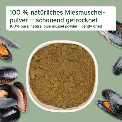AniForte Muschelkraft Pulver – Natürliche Gelenkunterstützung für Hunde &amp; Katzen mit Blauer Miesmuschel als Futtertopping - Woofshack