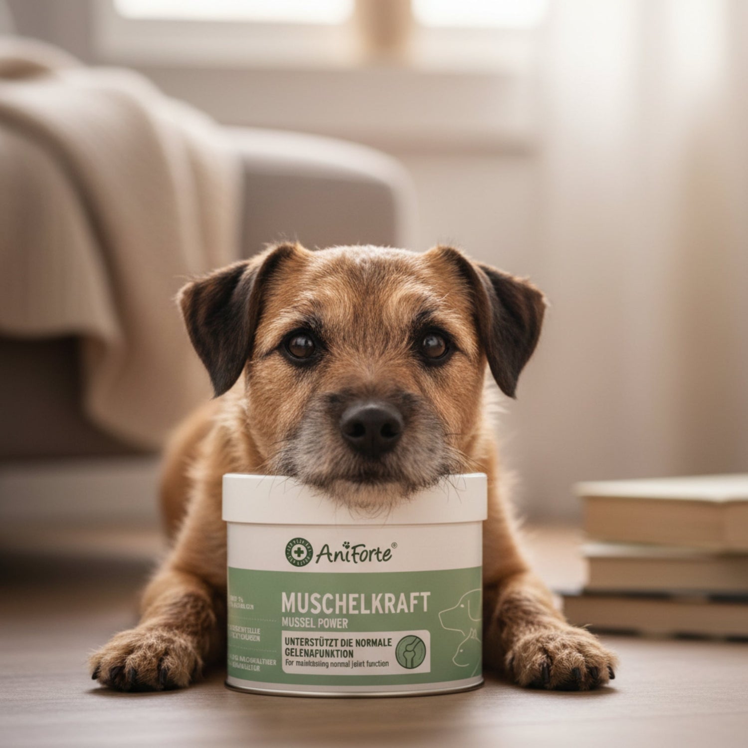 AniForte Muschelkraft Pulver – Natürliche Gelenkunterstützung für Hunde &amp; Katzen mit Blauer Miesmuschel als Futtertopping - Woofshack