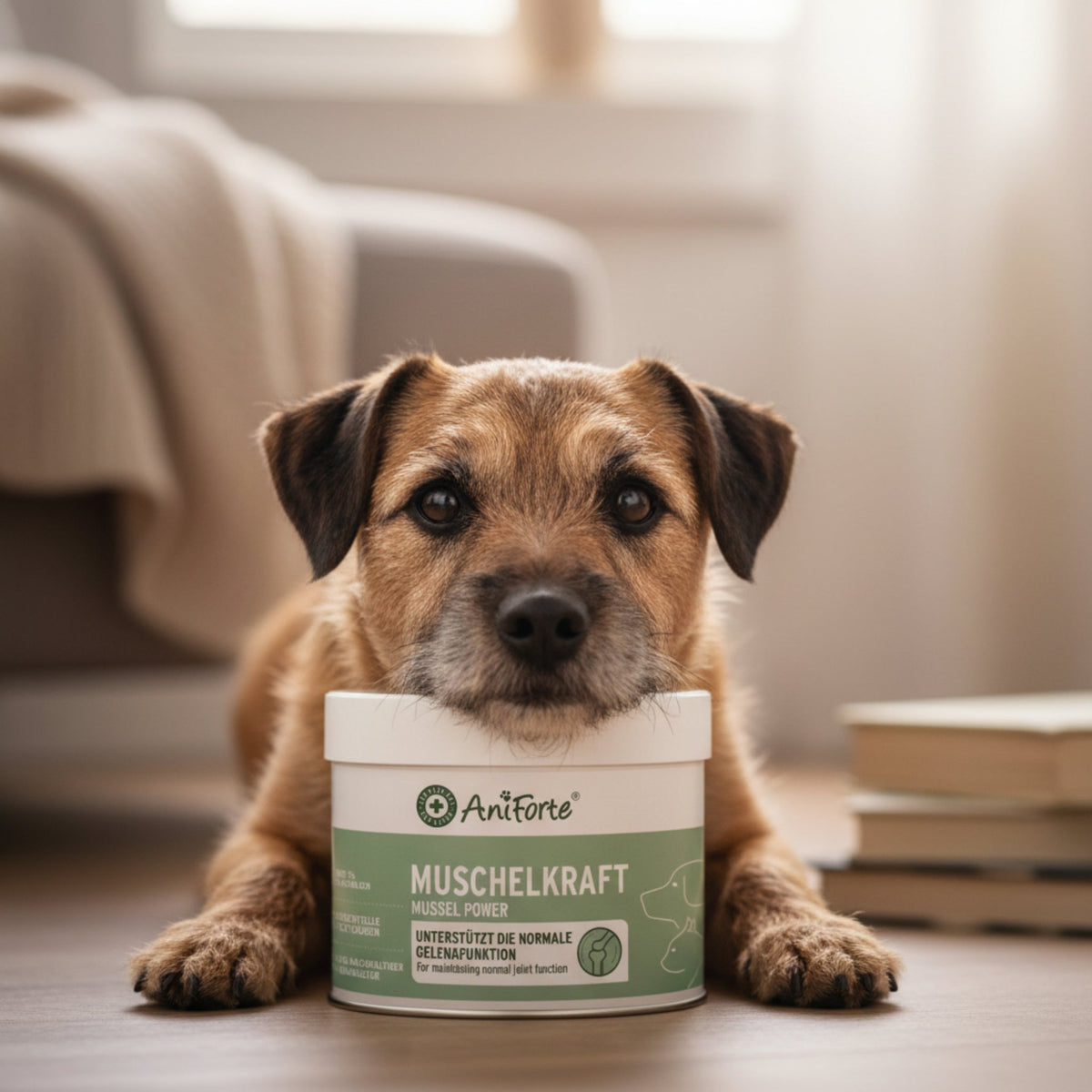 AniForte Muschelkraft Pulver – Natürliche Gelenkunterstützung für Hunde &amp; Katzen mit Blauer Miesmuschel als Futtertopping - Woofshack