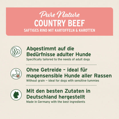 AniForte Pure Nature Country Beef Trockenfutter für Hunde – Getreidefrei, Reich an Omega - 3, Ideal für Allergiker - Woofshack