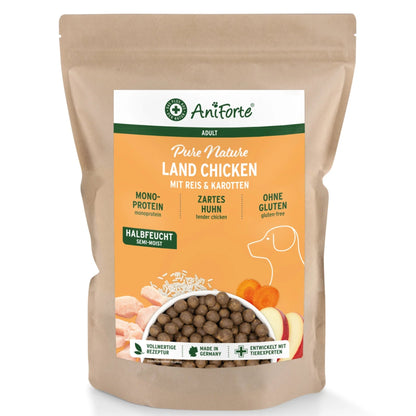 AniForte Pure Nature Land Chicken Halbfeuchtes Hunde Trockenfutter – Natürlich, Schmackhaft &amp; Ohne Zusatzstoffe für ausgewachsene &amp; ältere Hunde - Woofshack