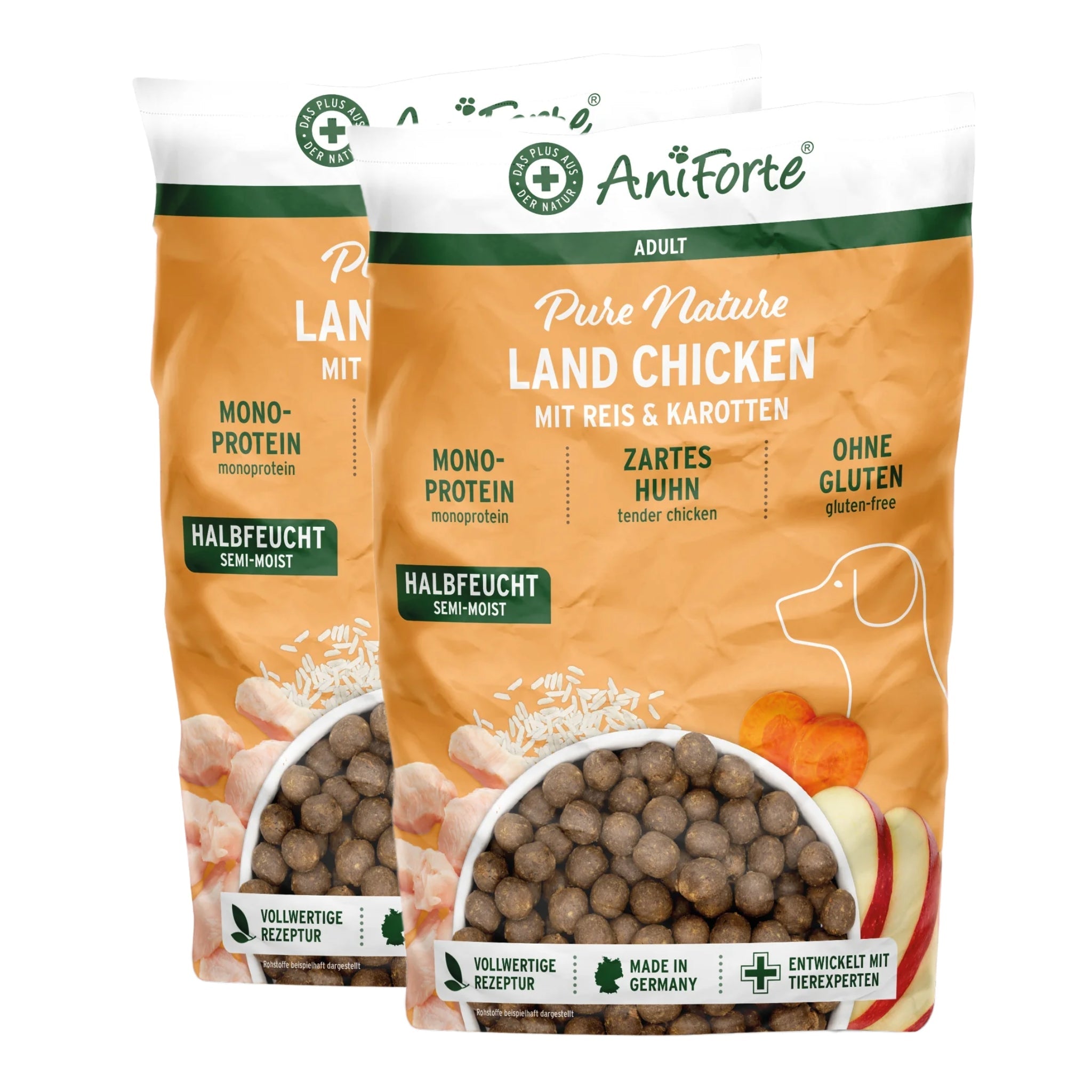 AniForte Pure Nature Land Chicken Halbfeuchtes Hunde Trockenfutter – Natürlich, Schmackhaft &amp; Ohne Zusatzstoffe für ausgewachsene &amp; ältere Hunde - Woofshack