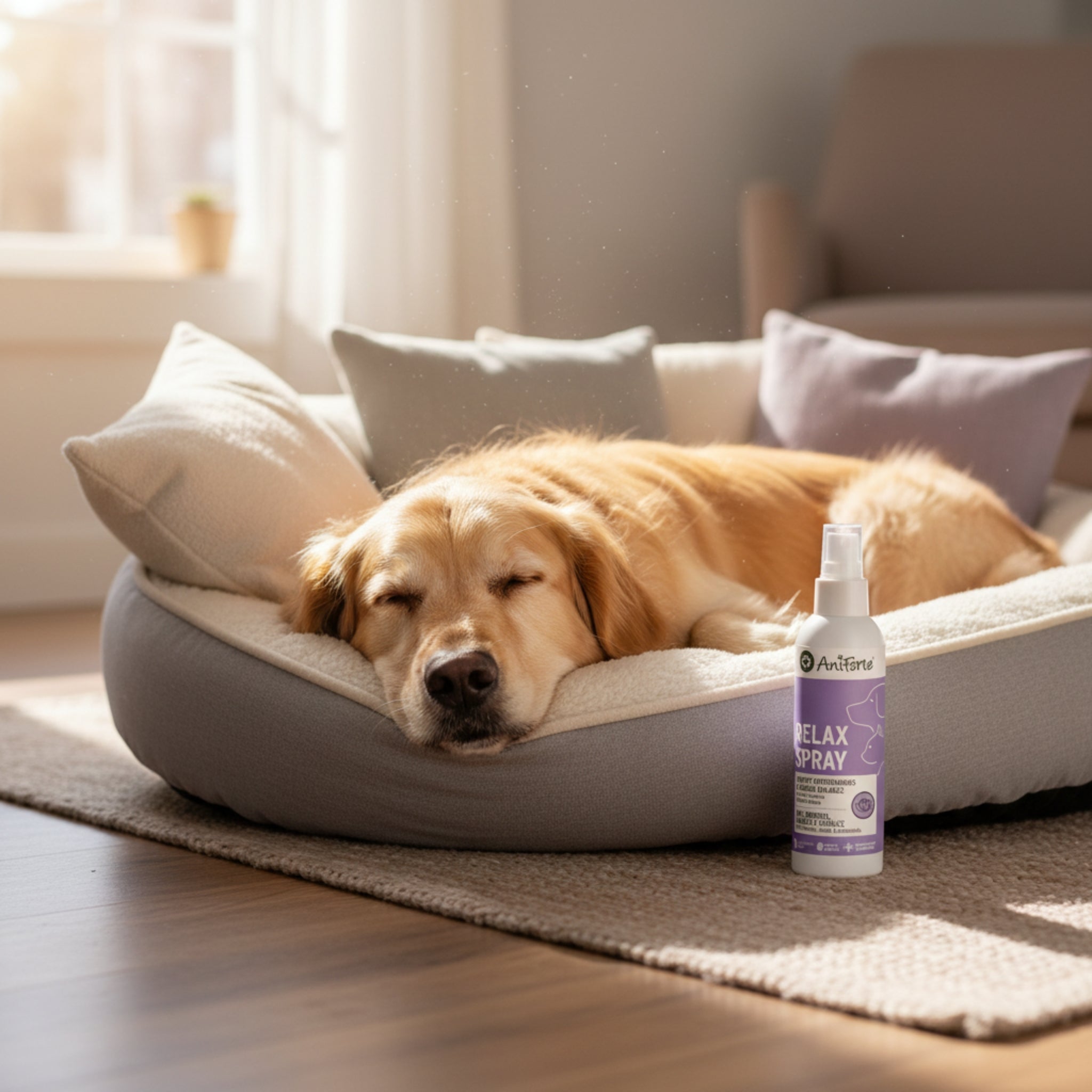 AniForte Relax Spray für Hunde &amp; Katzen – Natürliche Beruhigung bei Stress, Angst &amp; Unruhe durch Silvester, Gewitter &amp; Autofahrten - Woofshack