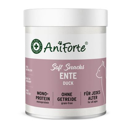 AniForte Soft Snack Ente – Weiche Premium - Leckerlis für Katzen, Natürlich &amp; Getreidefrei, Ideal für Training &amp; Belohnung - Woofshack