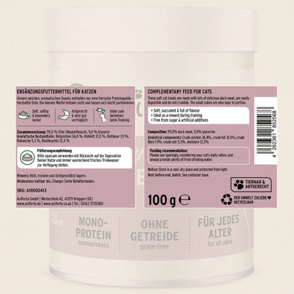 AniForte Soft Snack Ente – Weiche Premium - Leckerlis für Katzen, Natürlich &amp; Getreidefrei, Ideal für Training &amp; Belohnung - Woofshack