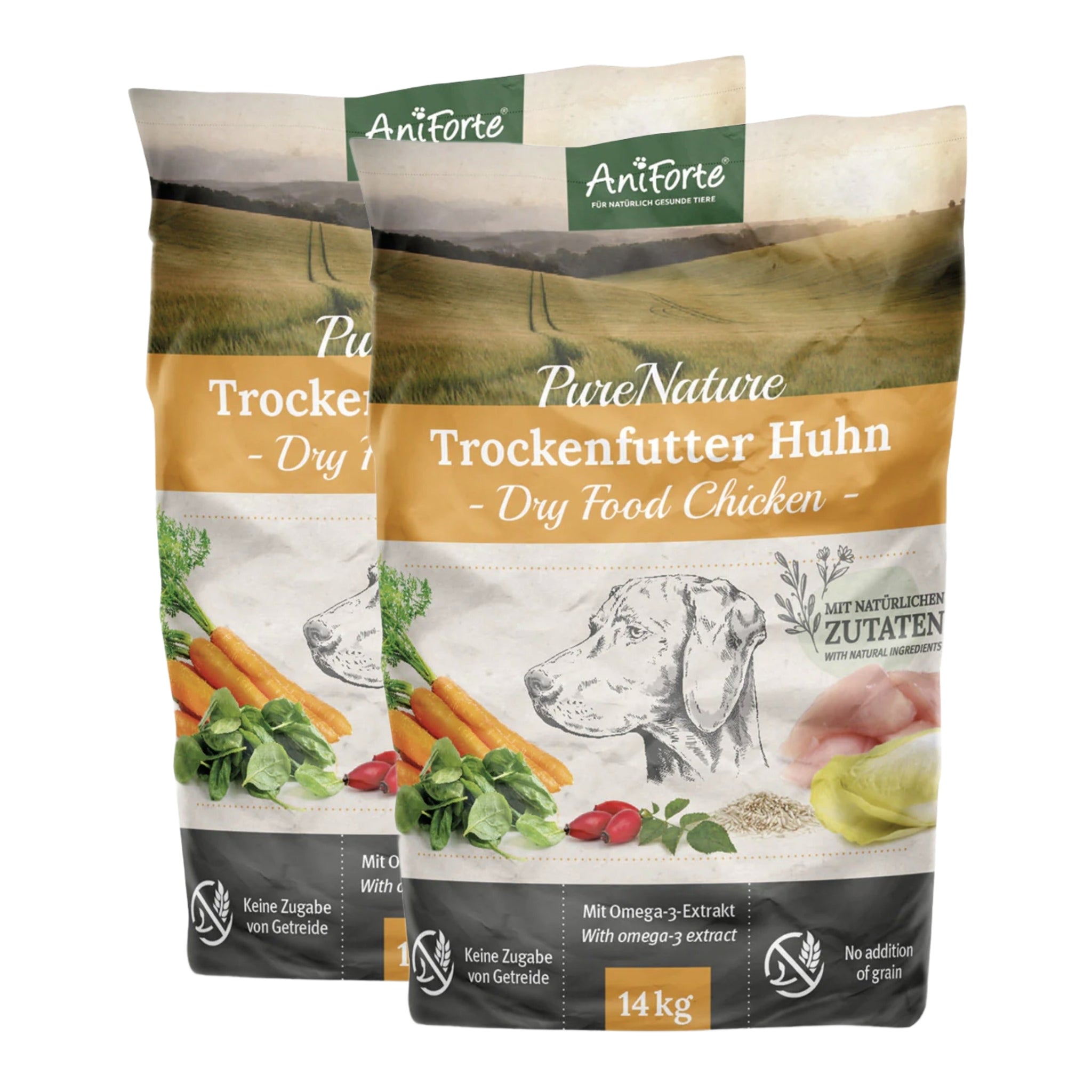 AniForte Pure Nature Premium-Trockenfutter mit Huhn – glutenfrei, leicht verdaulich &amp; natürlich für ausgewachsene &amp; ältere Hunde
