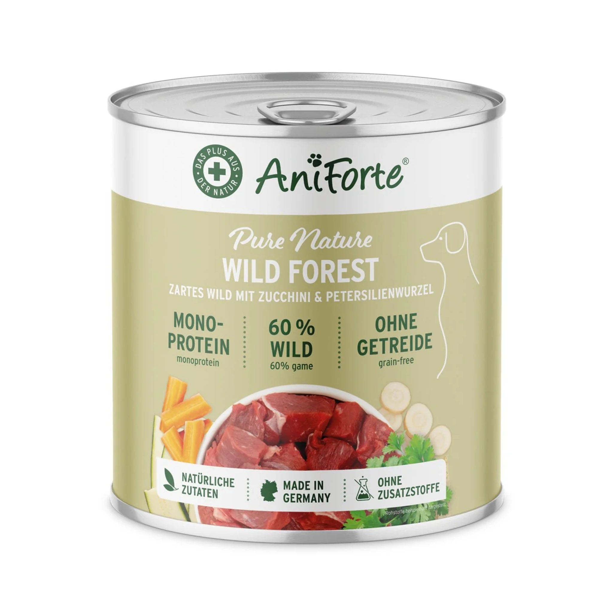 AniForte Pure Nature Wild Forest Premium Nassfutter – Getreidefreies Hundefutter mit Wildfleisch für natürliche Vitalität &amp; glänzendes Fell