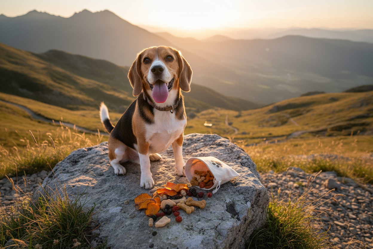 Beagle mit Hundesnacks