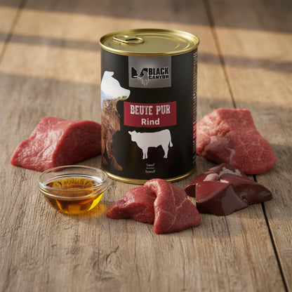 Black Canyon Beute Pur Rind – Artgerechtes Nassfutter für sensible Hunde, getreidefrei &amp; hochverdaulich - Woofshack