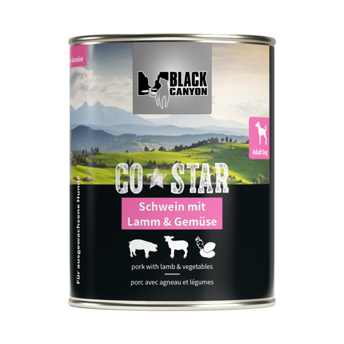Black Canyon CoStar Nassfutter – Saftiges Schwein mit zartem Lamm &amp; frischem Gemüse, getreidefrei, für ausgewachsene Hunde - Woofshack