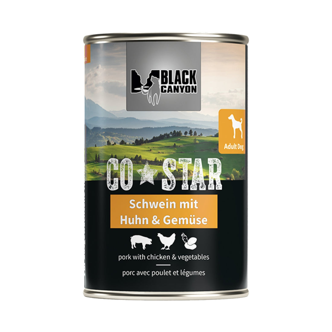 Black Canyon CoStar Nassfutter Schwein mit Huhn &amp; Gemüse – Getreidefrei, naturnah &amp; schonend gegart für ausgewachsene Hunde - Woofshack