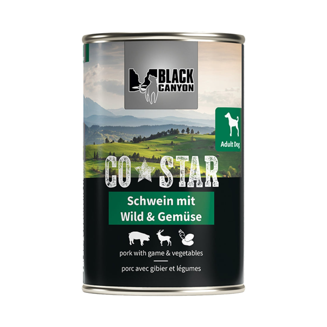 Black Canyon CoStar Nassfutter – Schwein mit Wild, Karotte &amp; Kartoffel | Getreidefrei, hoher Fleischanteil, naturnah &amp; bekömmlich für ausgewachsene Hunde - Woofshack