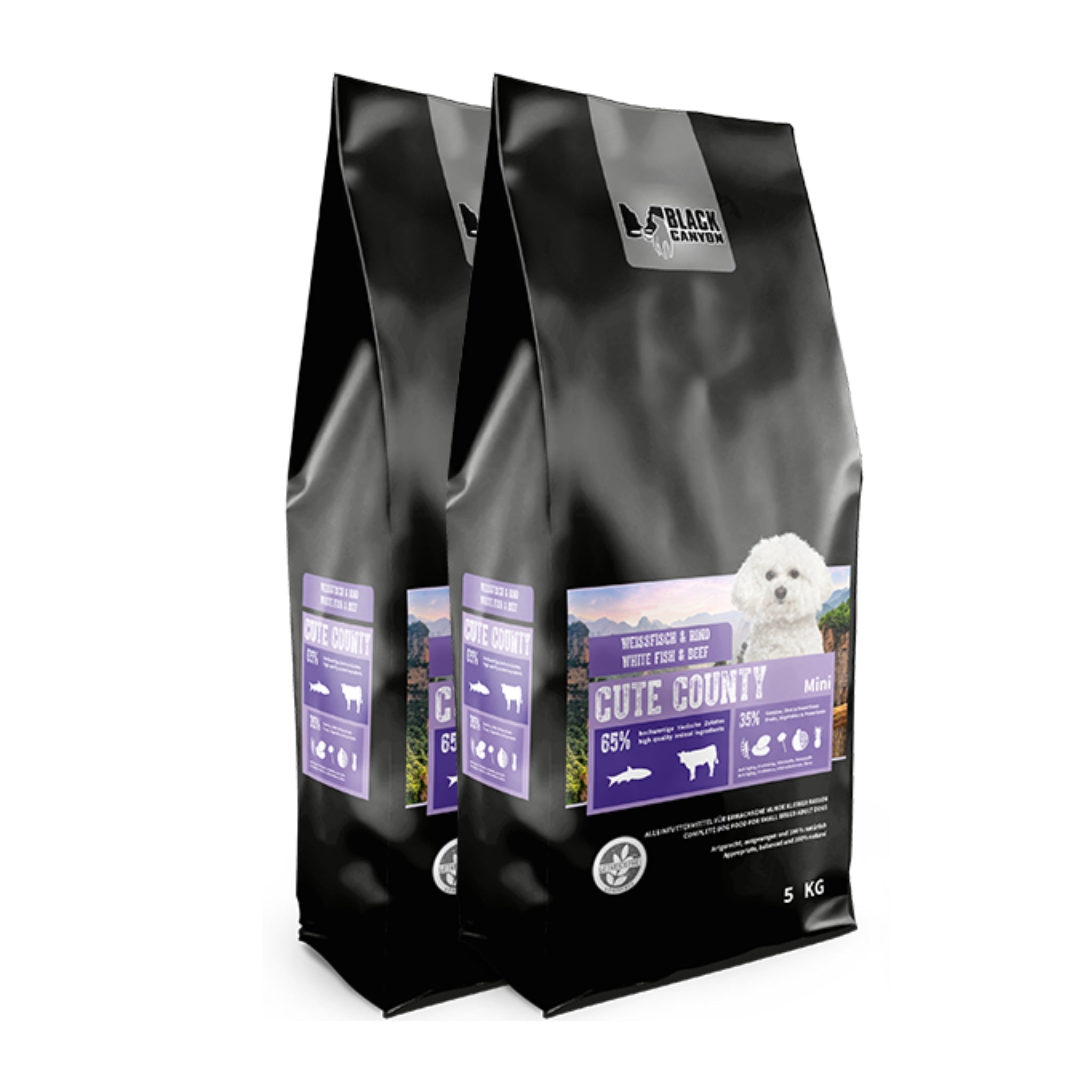 Black Canyon Cute County Mini – Getreidefreies Premium - Trockenfutter mit Weißfisch &amp; Rind für kleine Hunderassen - Woofshack