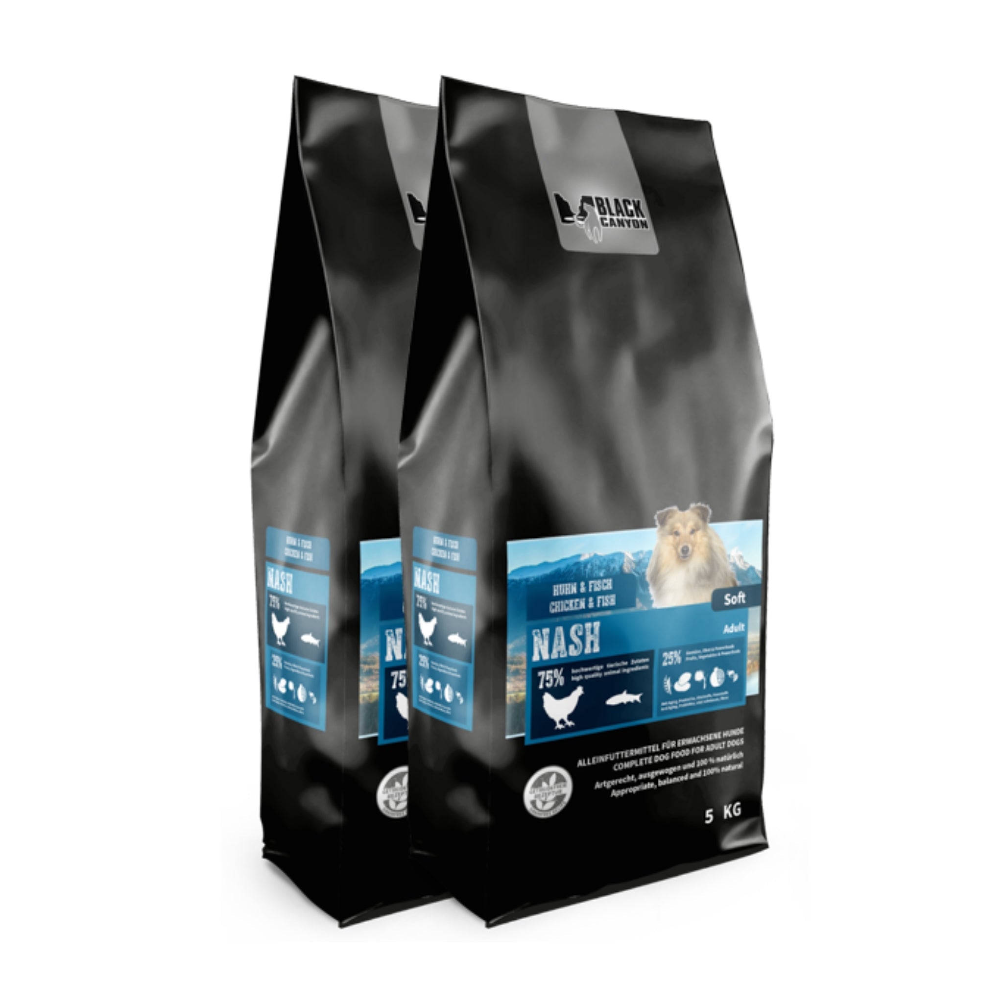 Black Canyon Nash Soft Hundefutter mit Huhn &amp; Fisch – Getreidefreies Premium - Trockenfutter für sensible Hunde - Woofshack