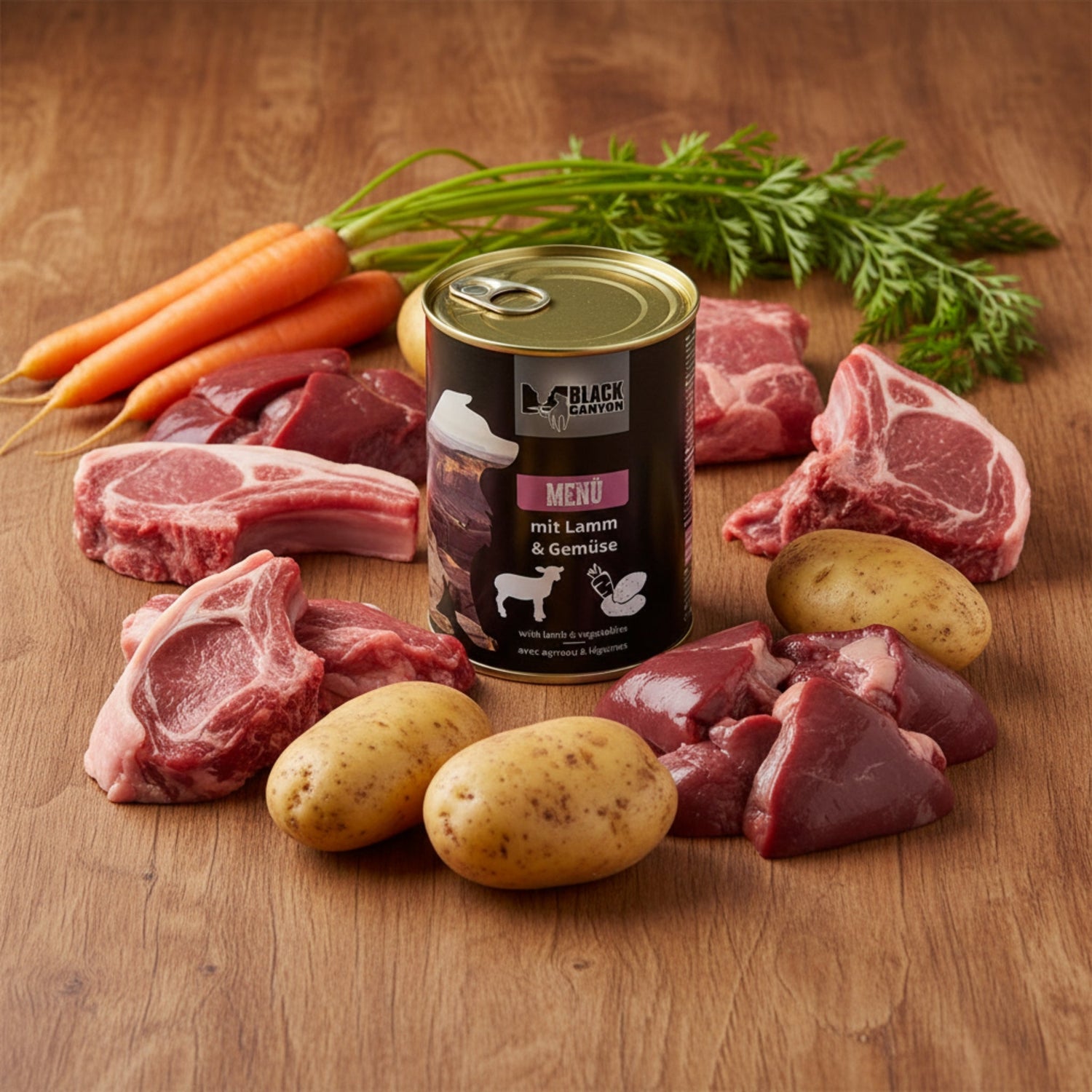 Black Canyon Premium - Menü mit Lamm &amp; Gemüse – Getreidefreies Nassfutter für Hunde mit empfindlicher Verdauung &amp; Allergien - Woofshack