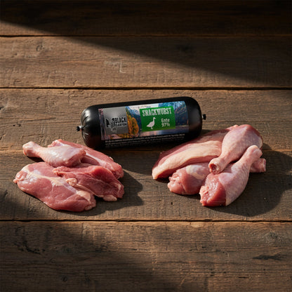 Black Canyon Snackwurst Ente – Premium Hundewurst mit Entenfleisch für Training, Belohnung &amp; Genuss - Woofshack