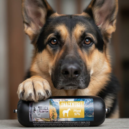 Black Canyon Snackwurst Pferd – Premium Pferdefleisch - Snack für Hunde mit Allergien &amp; Sensibilitäten - Woofshack