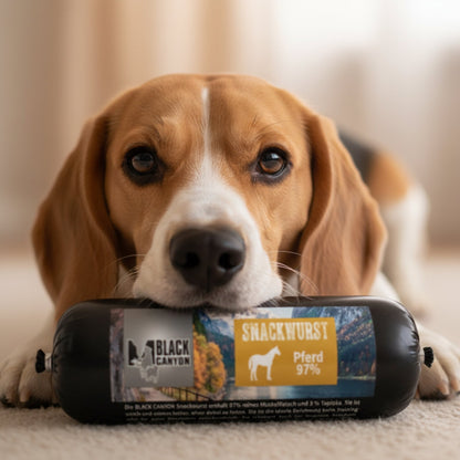 Black Canyon Snackwurst Pferd – Premium Pferdefleisch - Snack für Hunde mit Allergien &amp; Sensibilitäten - Woofshack