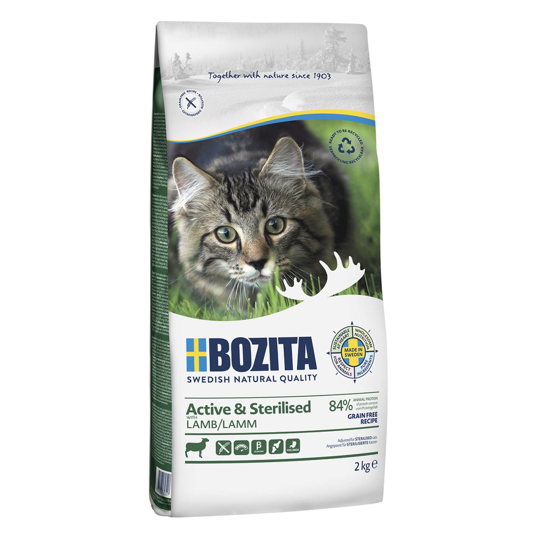 BOZITA Active/Sterilised Getreidefrei Lamm, Katzen Trockenfutter - Woofshack