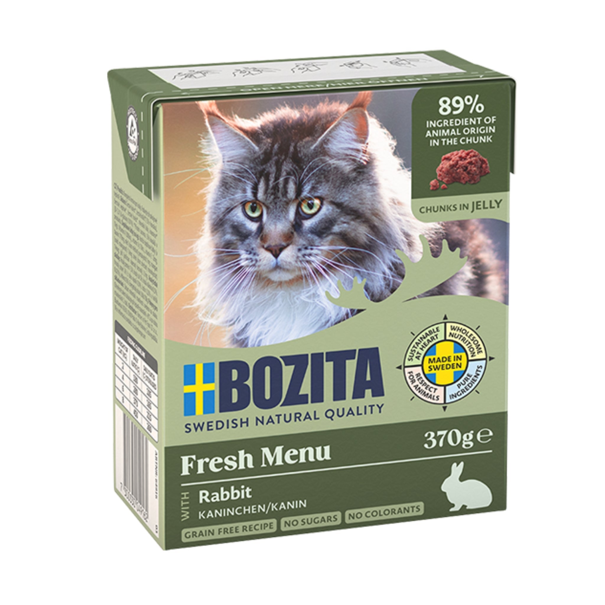 BOZITA Häppchen in Gelee mit Kaninchen – Premium Katzen Nassfutter für wählerische Feinschmecker, getreidefrei &amp; zuckerfrei, mit Beta - Glucan für starkes Immunsystem - Woofshack