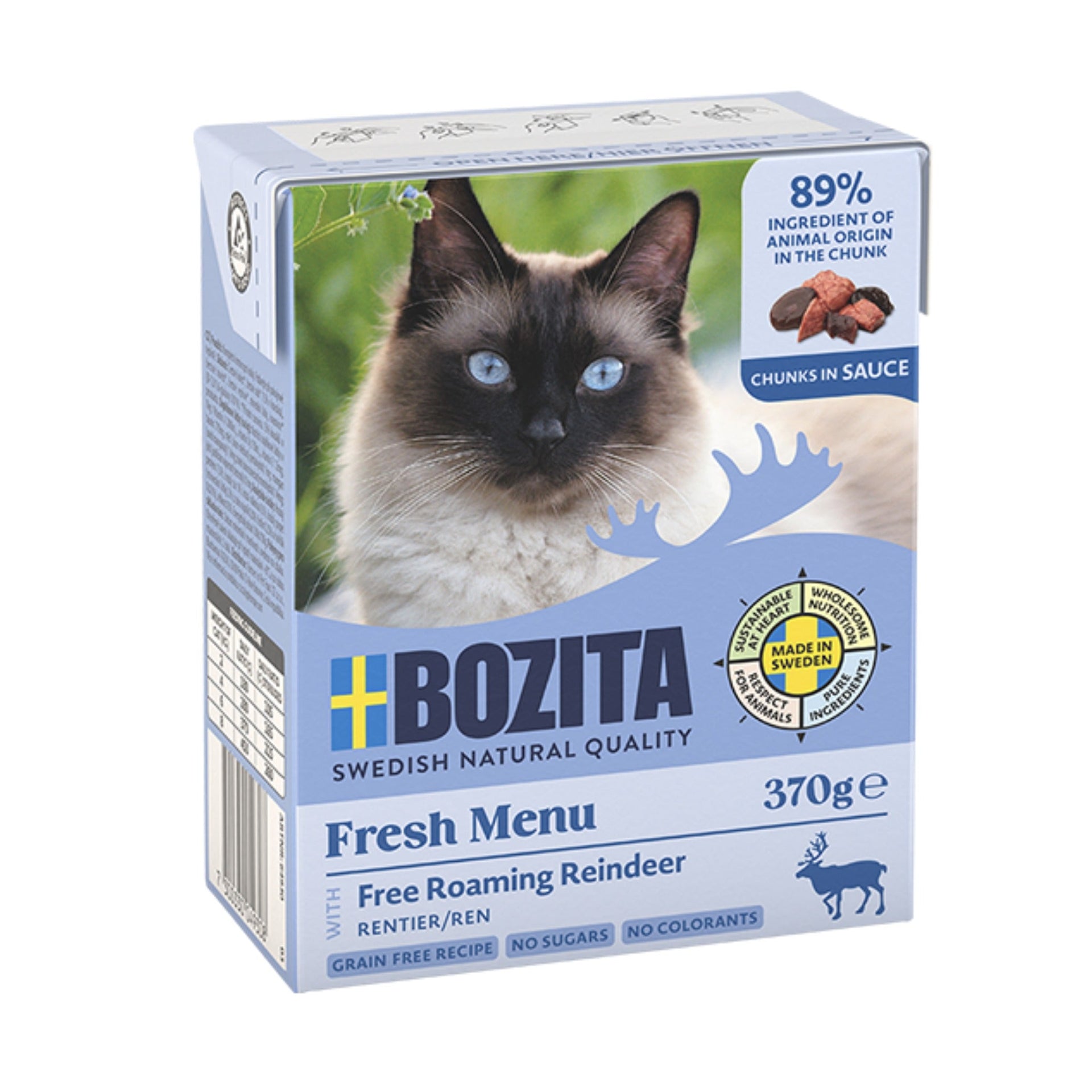 BOZITA Häppchen in Sauce mit Rentier – Getreidefreies Premium Nassfutt