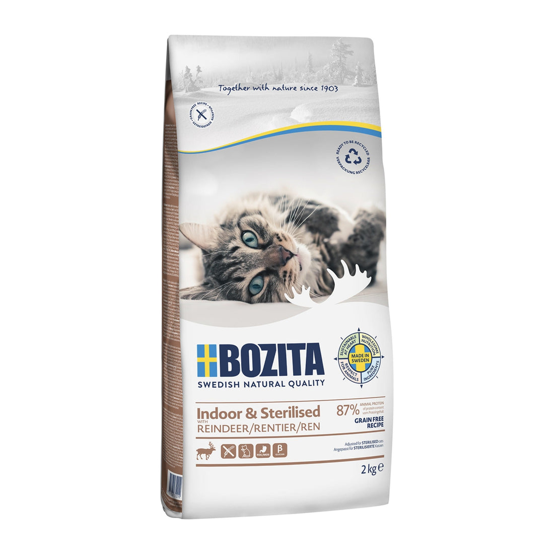 BOZITA Indoor/Sterilised Getreidefrei Rentier, Katzen Trockenfutter - Woofshack