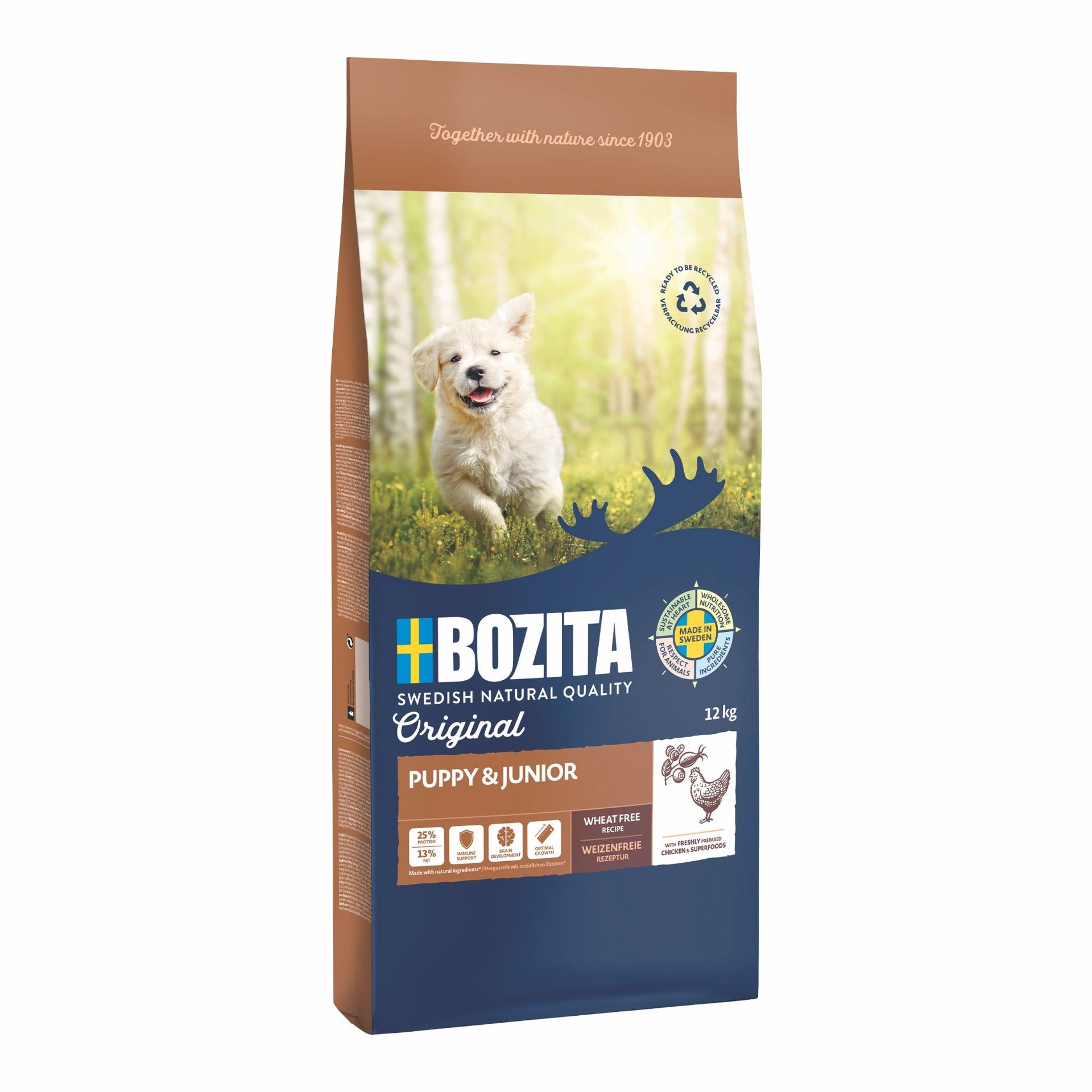 BOZITA Original Puppy & Junior Huhn – Weizenfreies Welpen Trockenfutte