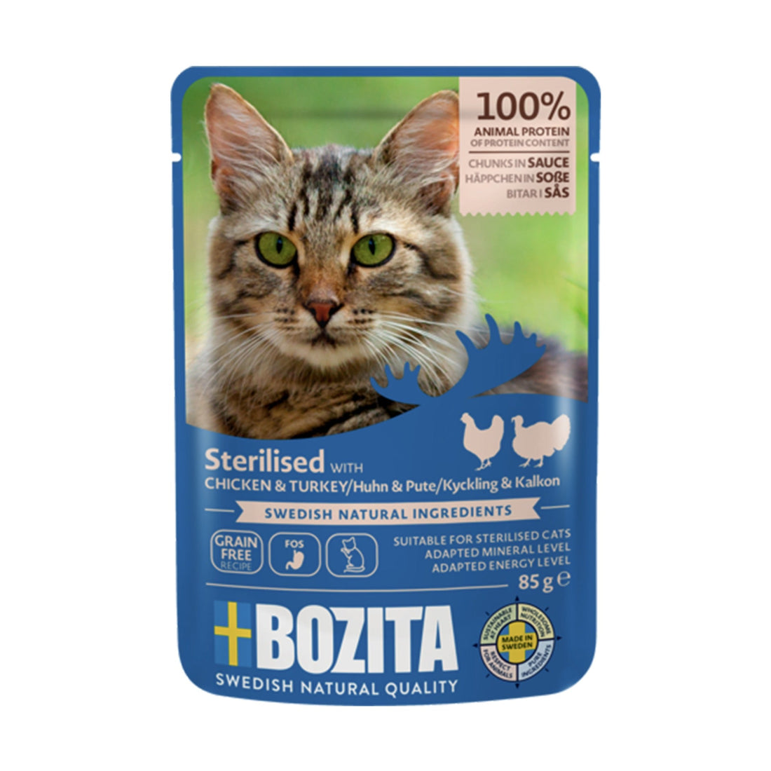 BOZITA Pouch Häppchen in Gelee Indoor/Sterilised Huhn &amp; Pute, Katzen Nassfutter - Woofshack