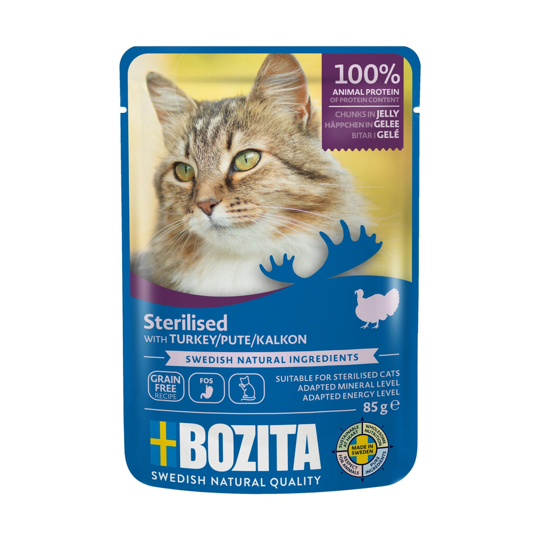 BOZITA Pouch Häppchen in Gelee Indoor/Sterilised Pute, Katzen Nassfutter - Woofshack