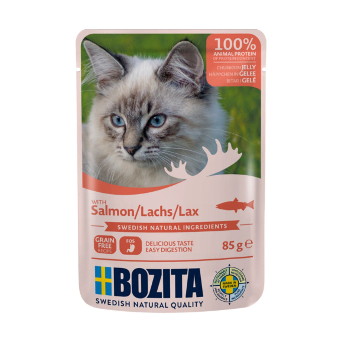 BOZITA Pouch Häppchen in Gelee mit Lachs, Katzen Nassfutter - Woofshack