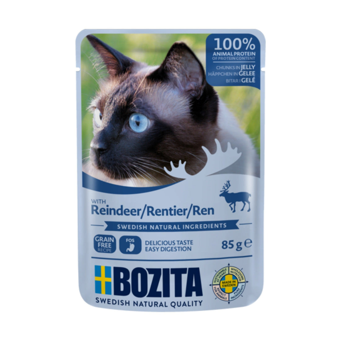 BOZITA Pouch Häppchen in Gelee mit Rentier, Katzen Nassfutter - Woofshack