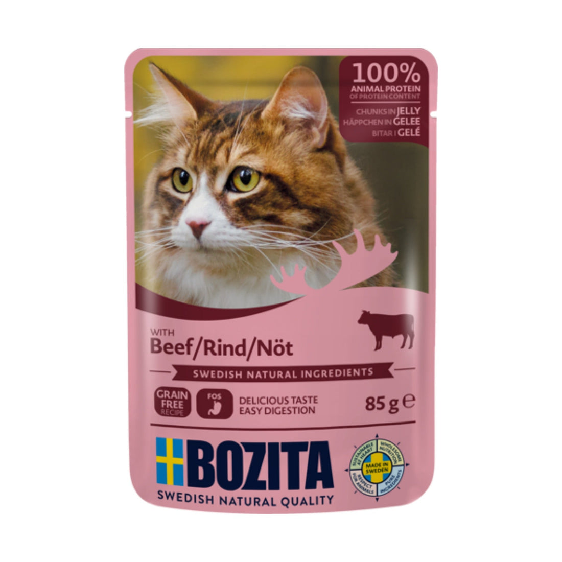 BOZITA Pouch Häppchen in Gelee mit Rind, Katzen Nassfutter - Woofshack